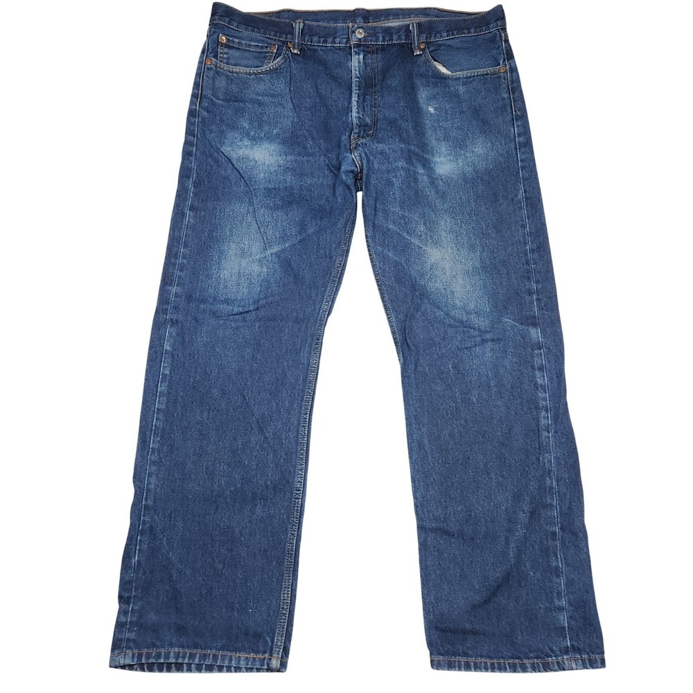 Levis 505 Regular Fit Jeans Men's 42 x 32 Medium Wash Denim Blue Straight Leg